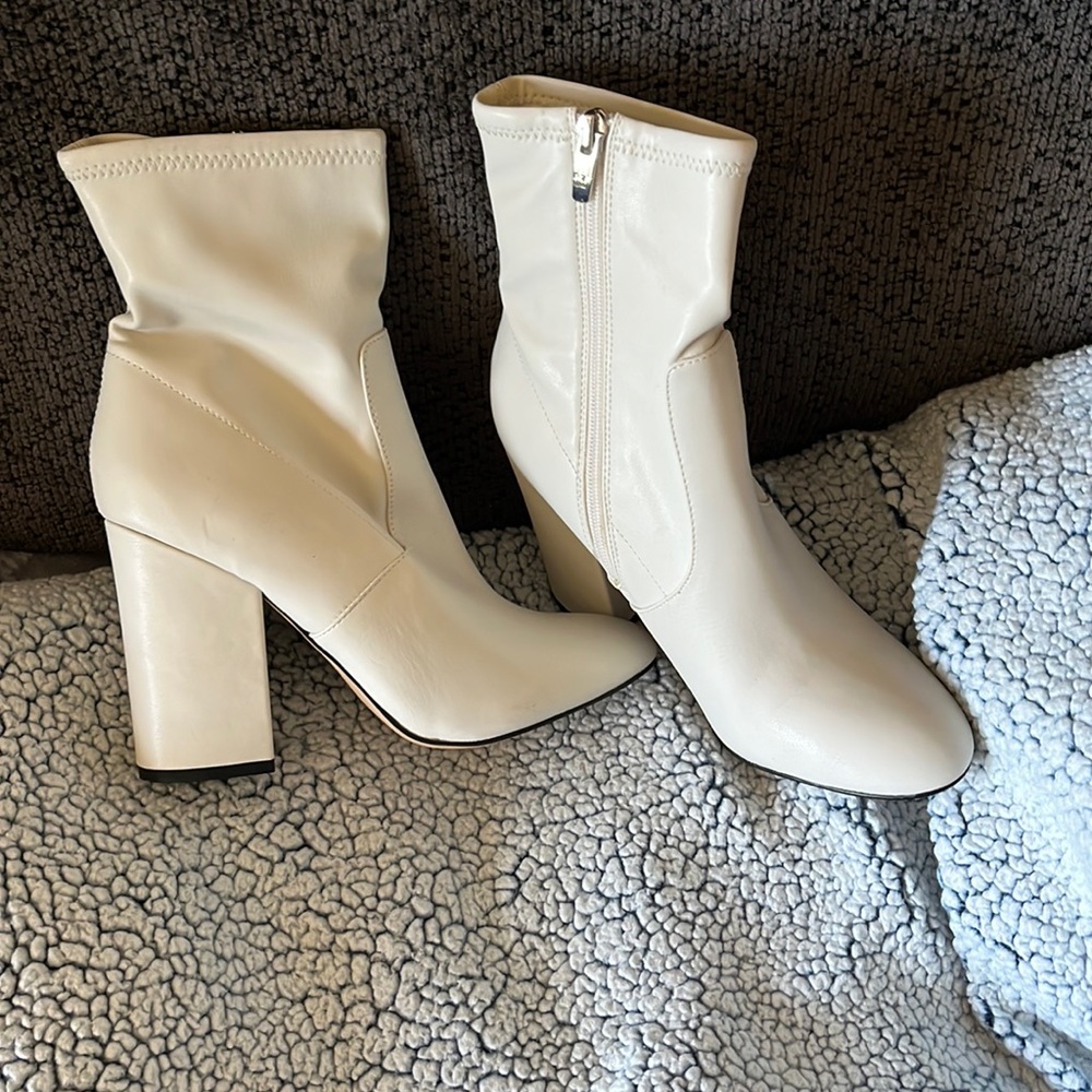 Marc Fisher Light Beige Booties Size 8 1/2 - Worn… - image 1